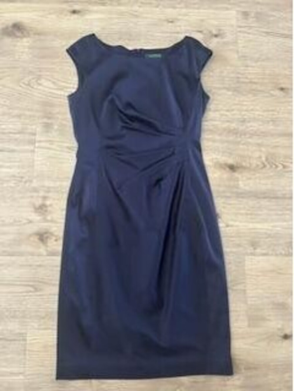 Lauren Ralph Lauren Navy Blue Ruched Sheath Dress Womens Size 8 Satin Cocktail